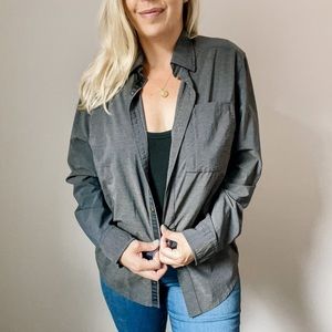 Swiss Tech Charcoal Long Sleeve Nylon Button Down Shirt